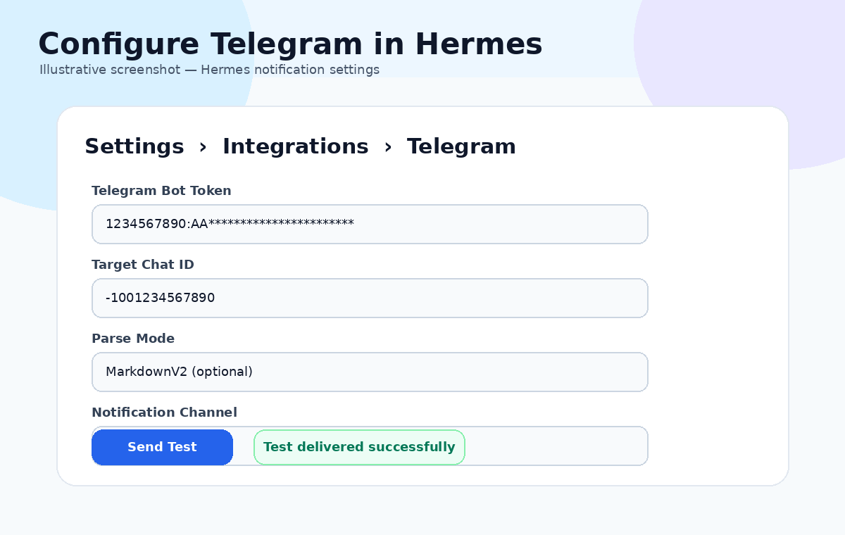 Illustrative Hermes Telegram settings screenshot